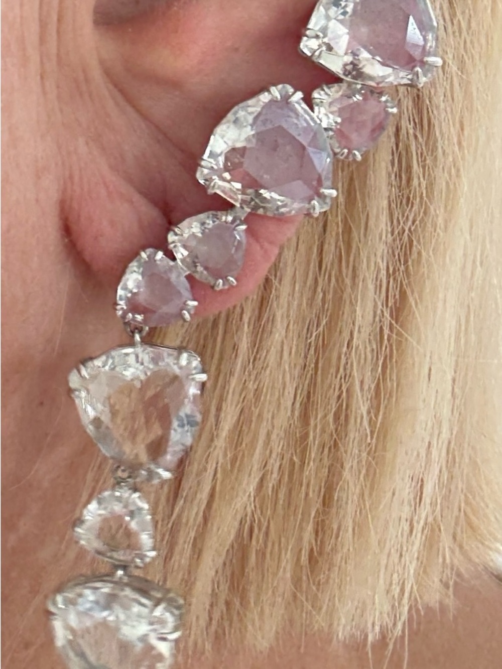 Swarovski Asymmetric 1  Ear cuffs , silver crystal preowned mint condition - Picture 5 of 7